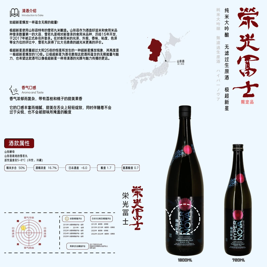 【荣光富士】极超新星 纯米大吟酿 无滤过生原酒 SAKE 日本原装进口