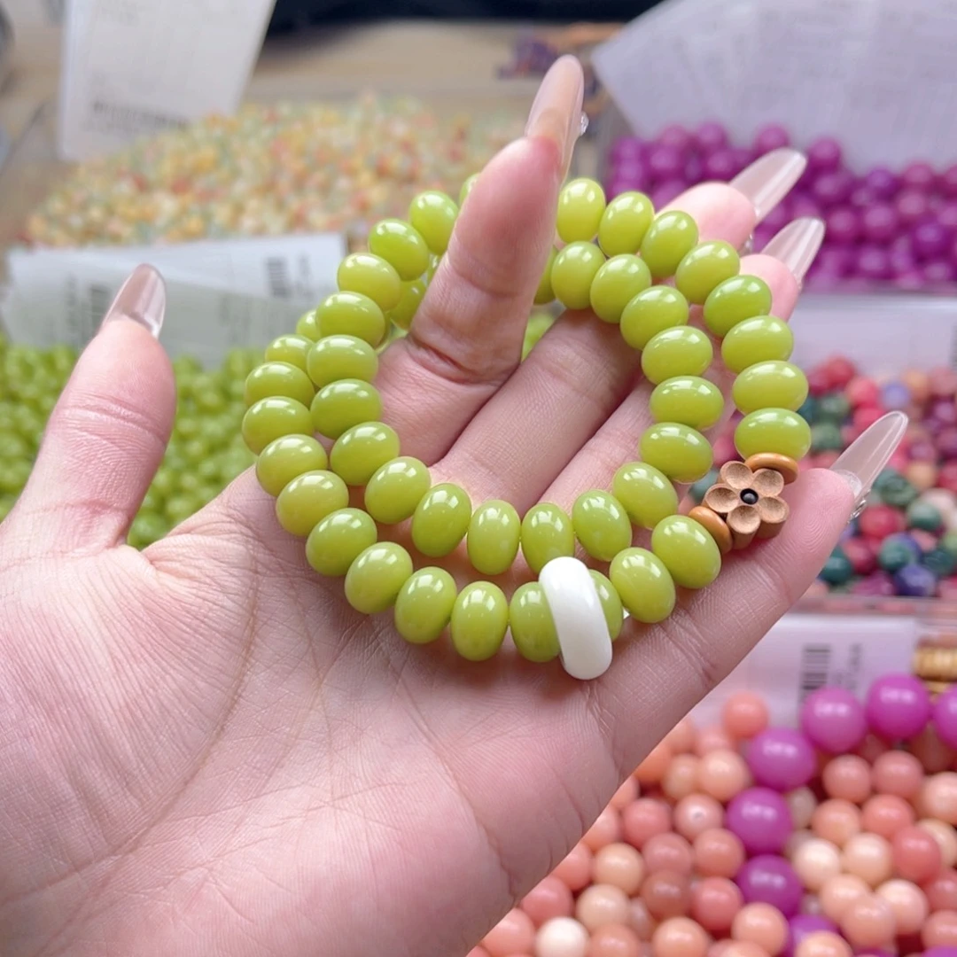 白玉菩提吊坠q10.5mm120颗 青提算盘