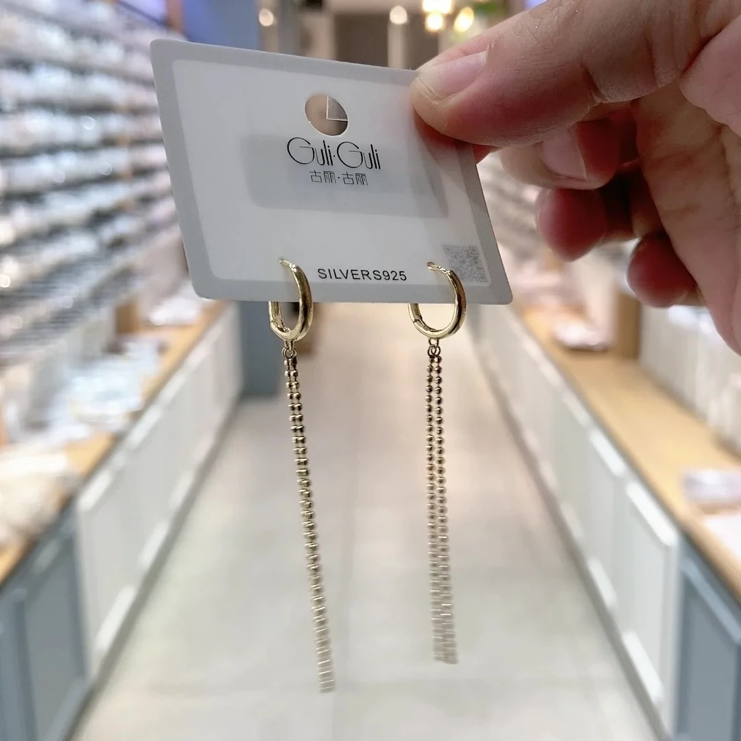 925银耳饰 05743 古丽品牌新款s925纯银流苏耳环耳扣