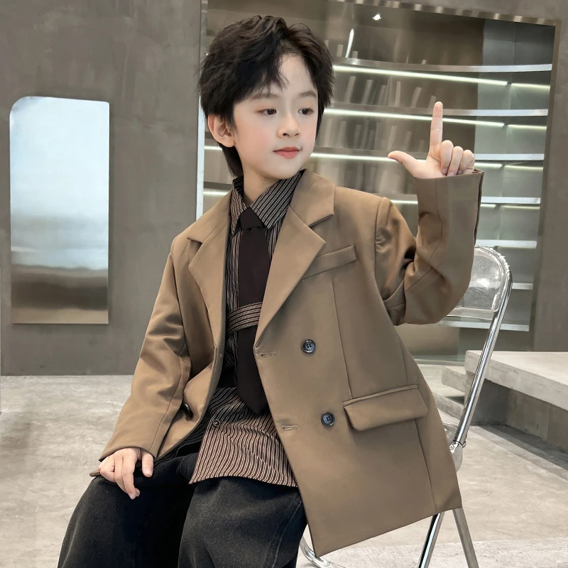 中班仔男童西装外套春秋2025新款中大童西服外套衬衫裤子*35648
