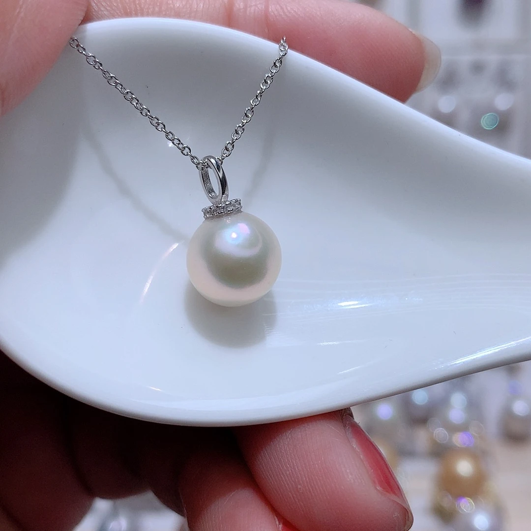 淡水珍珠银S925镶嵌吊坠(赠链)CC10.5m m