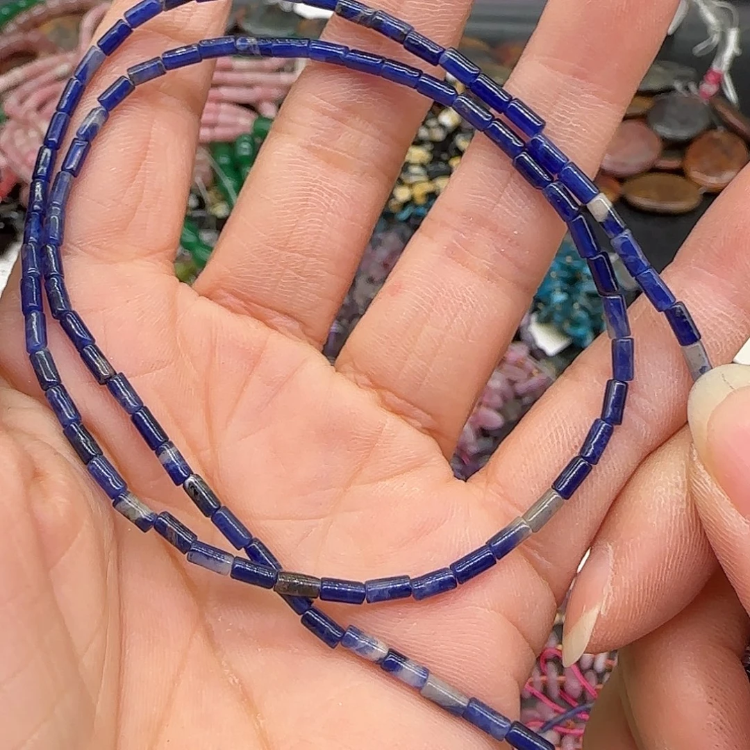 合金玛瑙/玉髓珠宝半成品蓝纹石2-4mm一条