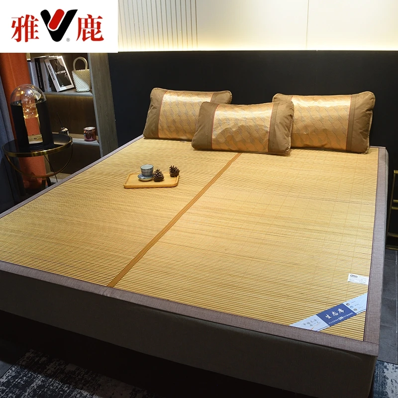 V/雅鹿凉竹席夏季冰丝双面可折叠家用夏天席子大床空调草席家用