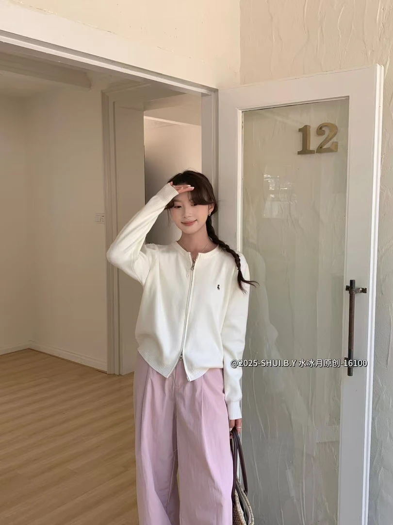 高品质刺绣小板凳双链头开衫上衣16100