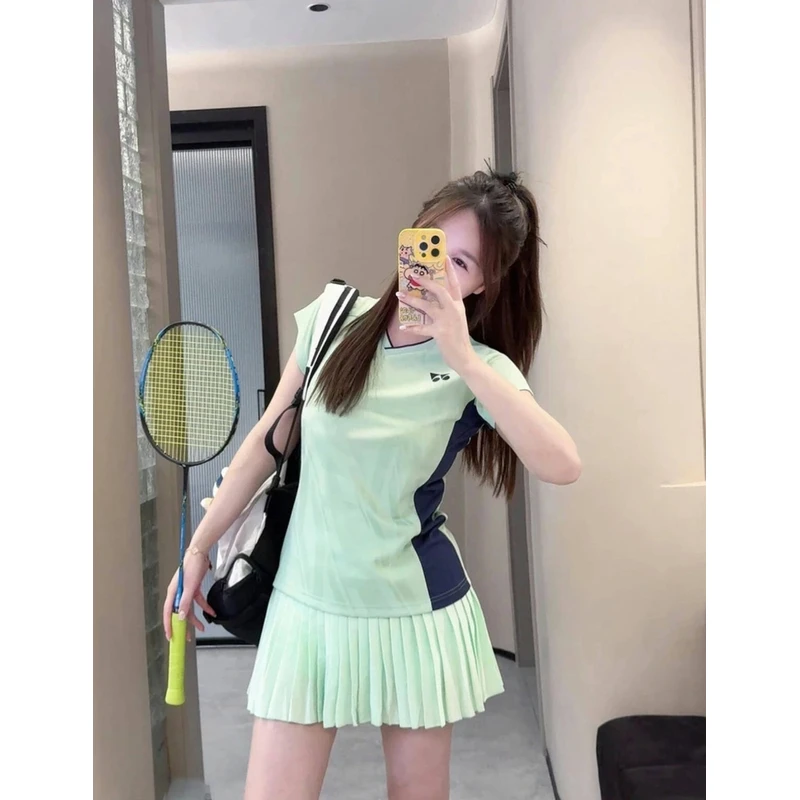 2025夏季新款吸汗透气速干男女短袖T恤羽毛球服运动舒适短裤
