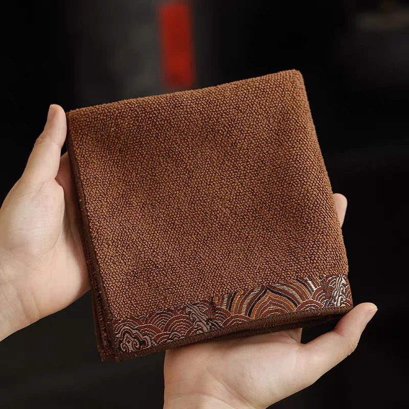 加厚高档棉麻吸水茶巾禅意茶道茶布家用茶垫柔软速干国风茶桌布