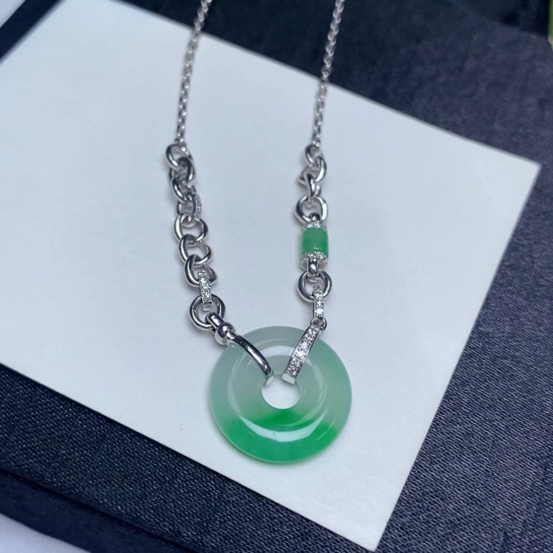 翡翠项链18K金镶嵌甜甜圈（16.6-3.7）