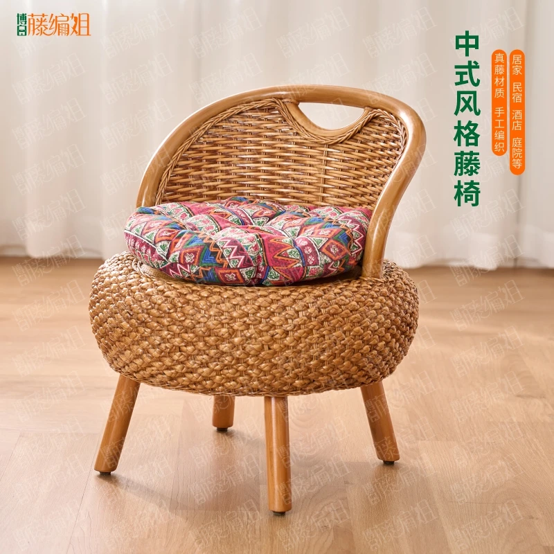 XS024实木框升级款架真藤编织椅水仙藤编织靠背玛瑙藤