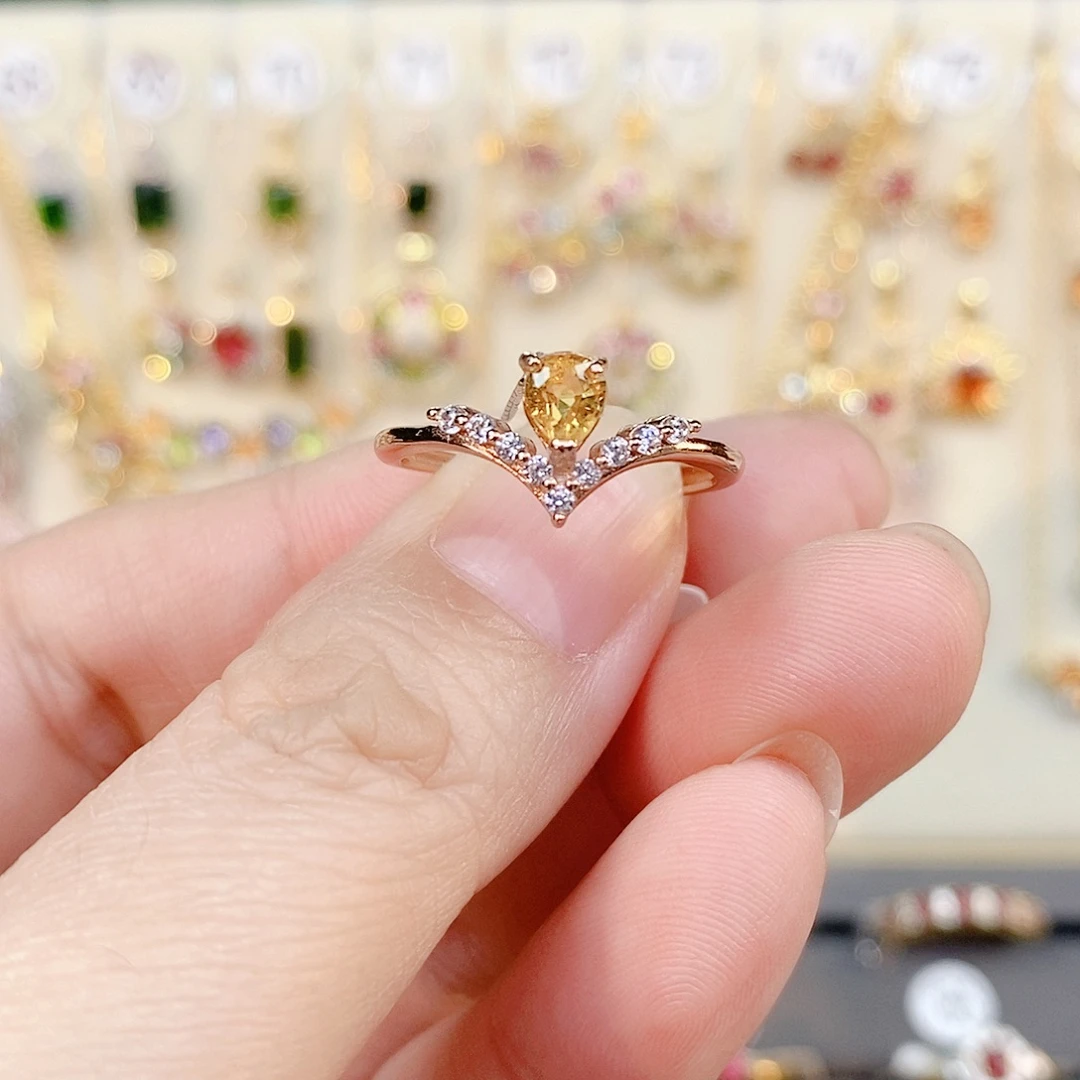 戒指银S925镶嵌彩色蓝宝石