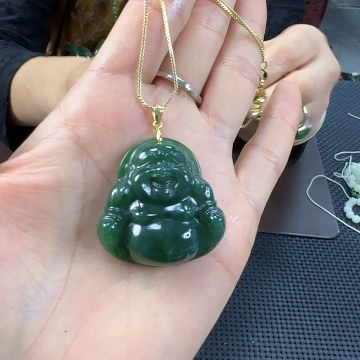 颈饰银S925镶嵌和田玉（碧玉）35