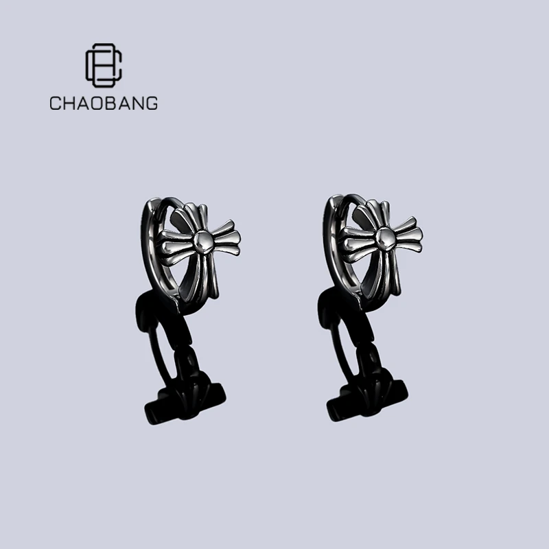 chaobang/潮邦 钛钢耳饰 复古十字架耳环小众百搭耳饰冷淡风饰品