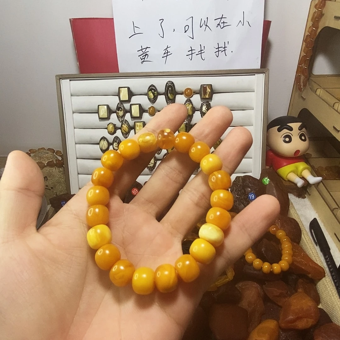 裸石琥珀未镶嵌老蜡型手串