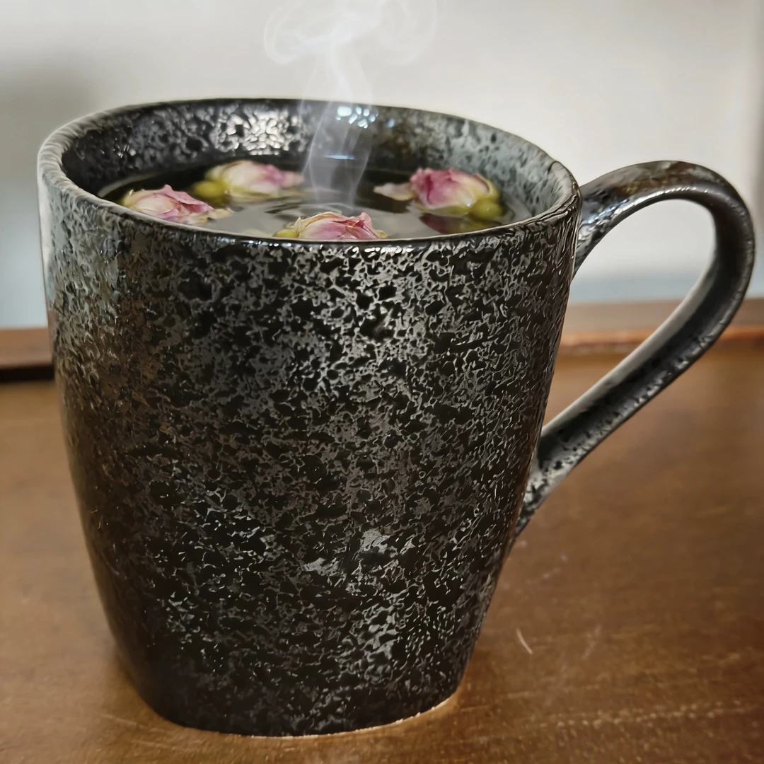 泗水砭石五色土窑变复古带把陶瓷喝水杯