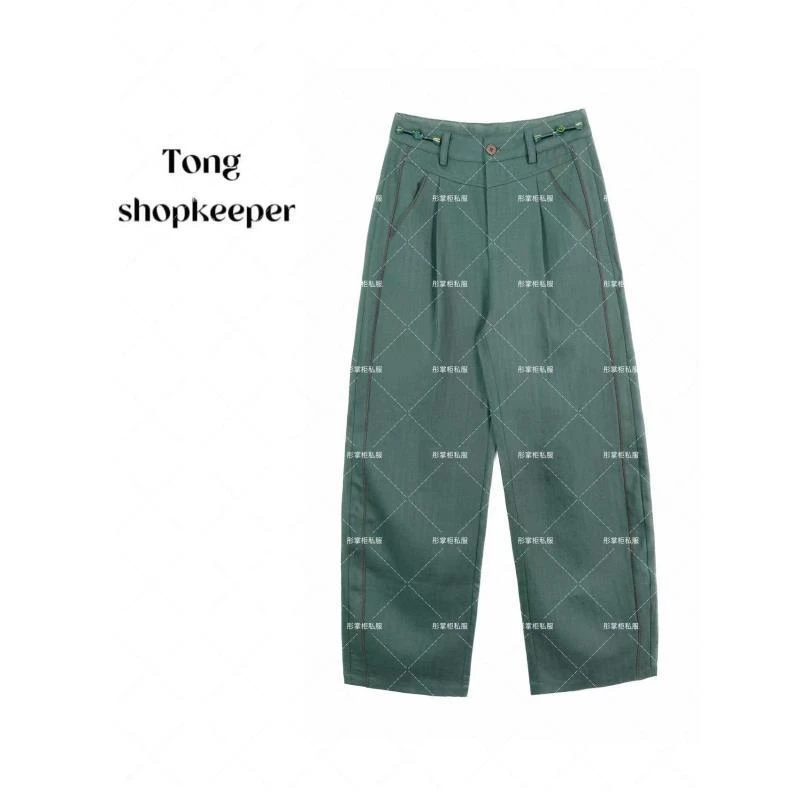 TT-QJ/彤掌柜1682059 夏款简奢亚麻裤气质微褶腰头设计休闲裤