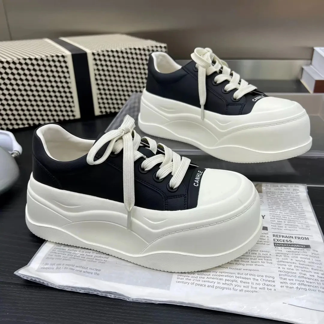 春季新款显瘦小个子厚底增高鞋小白鞋2025百搭松糕运动休闲板鞋子