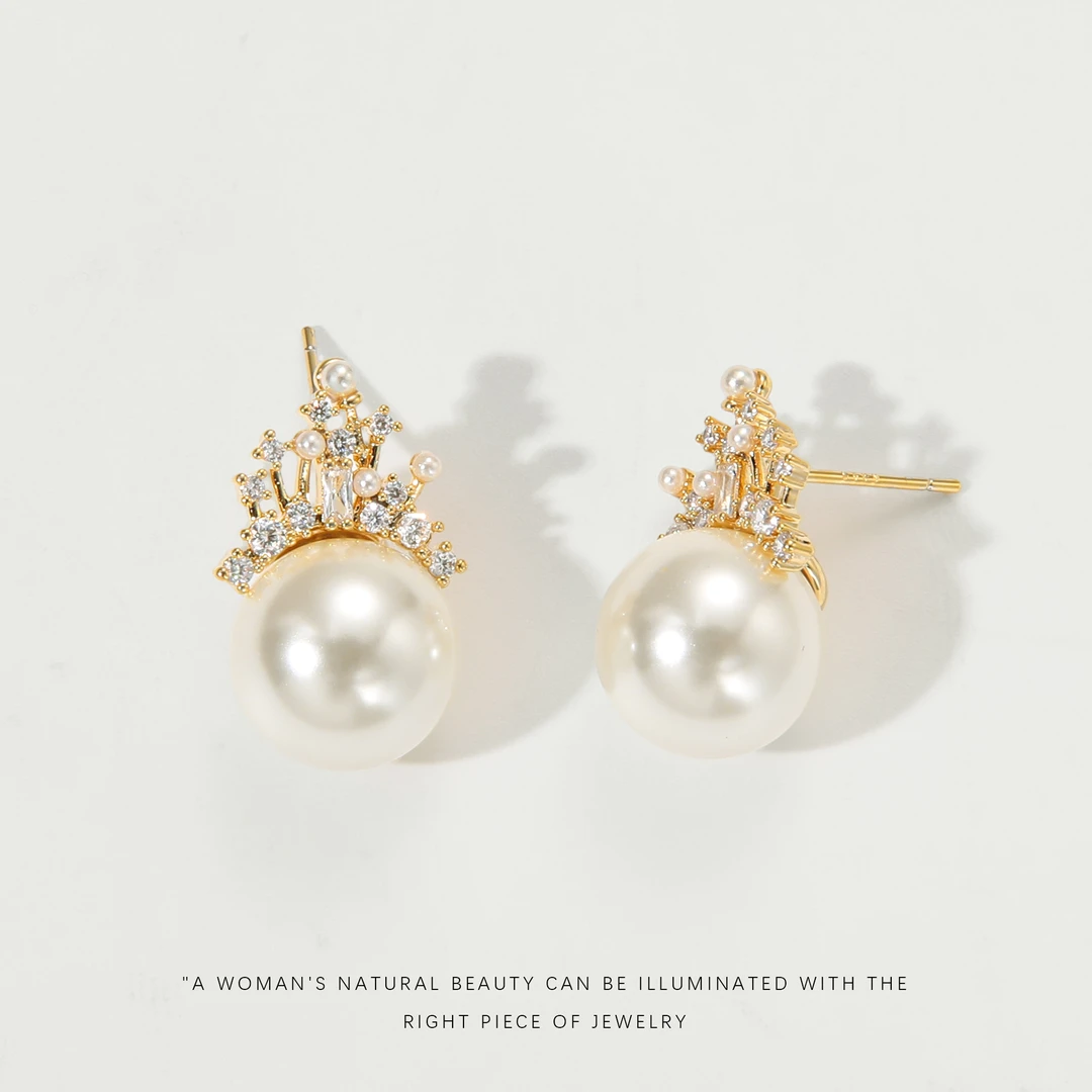 铜合金仿珍珠耳饰 【梦幻城堡】耳钉A381