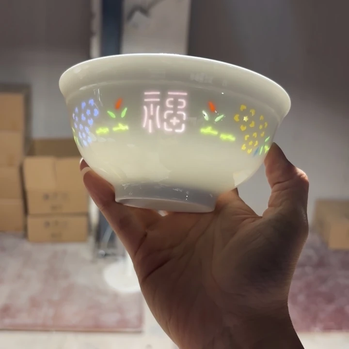 玉瓷景德镇陶瓷米饭碗微瑕两只