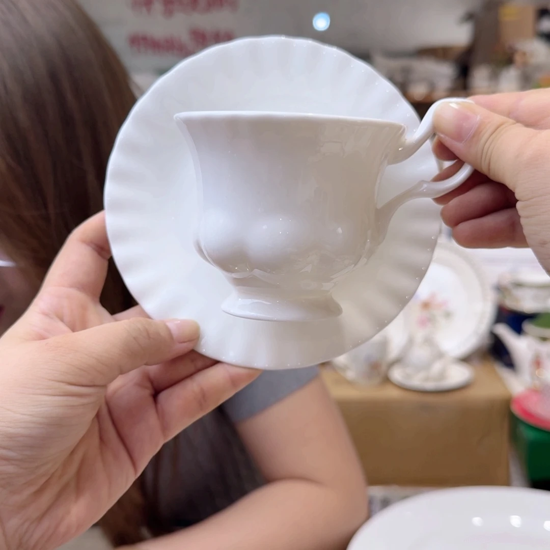 瓷高骨骨瓷咖啡杯碟一套220ml外贸骨瓷