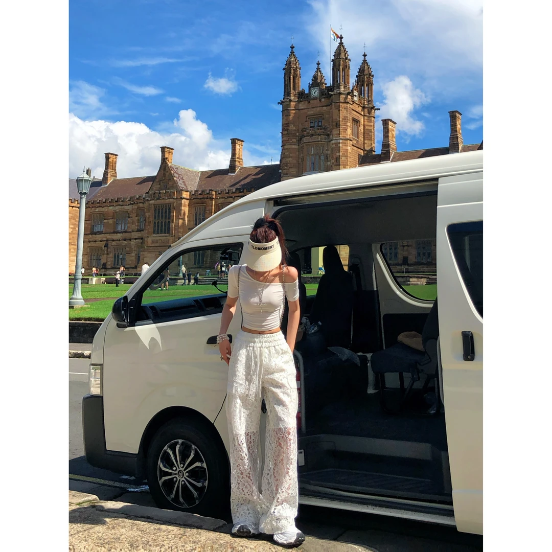 LI【婉君】夏季洋气高级感镂空钩花刺绣显瘦休闲裤LWJ25A1K806