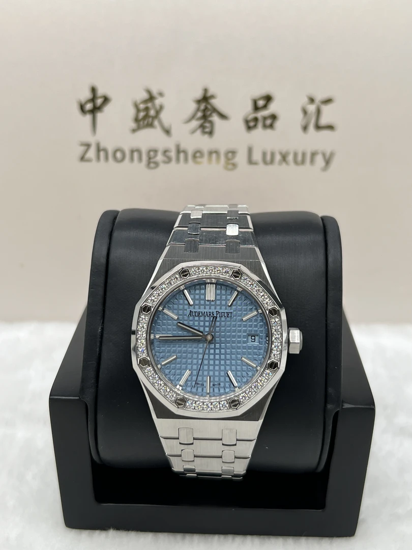 95新 Audemars Piguet/爱彼 24年15551冰蓝经典时尚女士名表