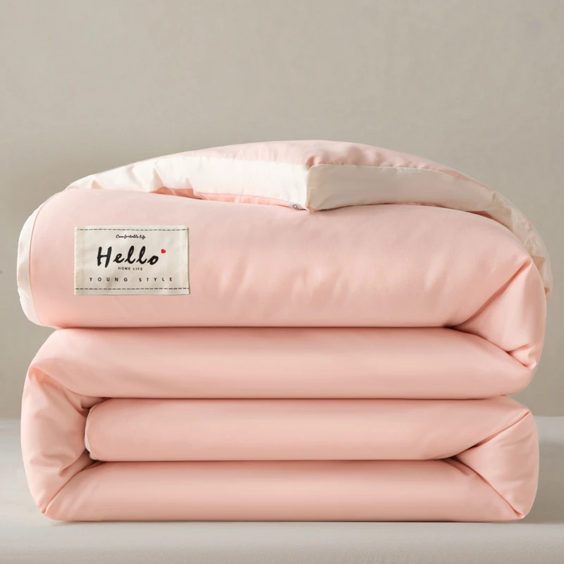 简约纯色针织棉大豆被子柔软亲肤棉被加厚保暖春秋冬被四季通用