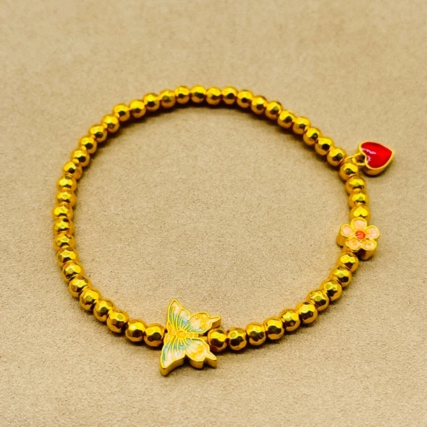 足金饰品/足金爱心蝴蝶金珠手串/2.00/BBPZJ031/k
