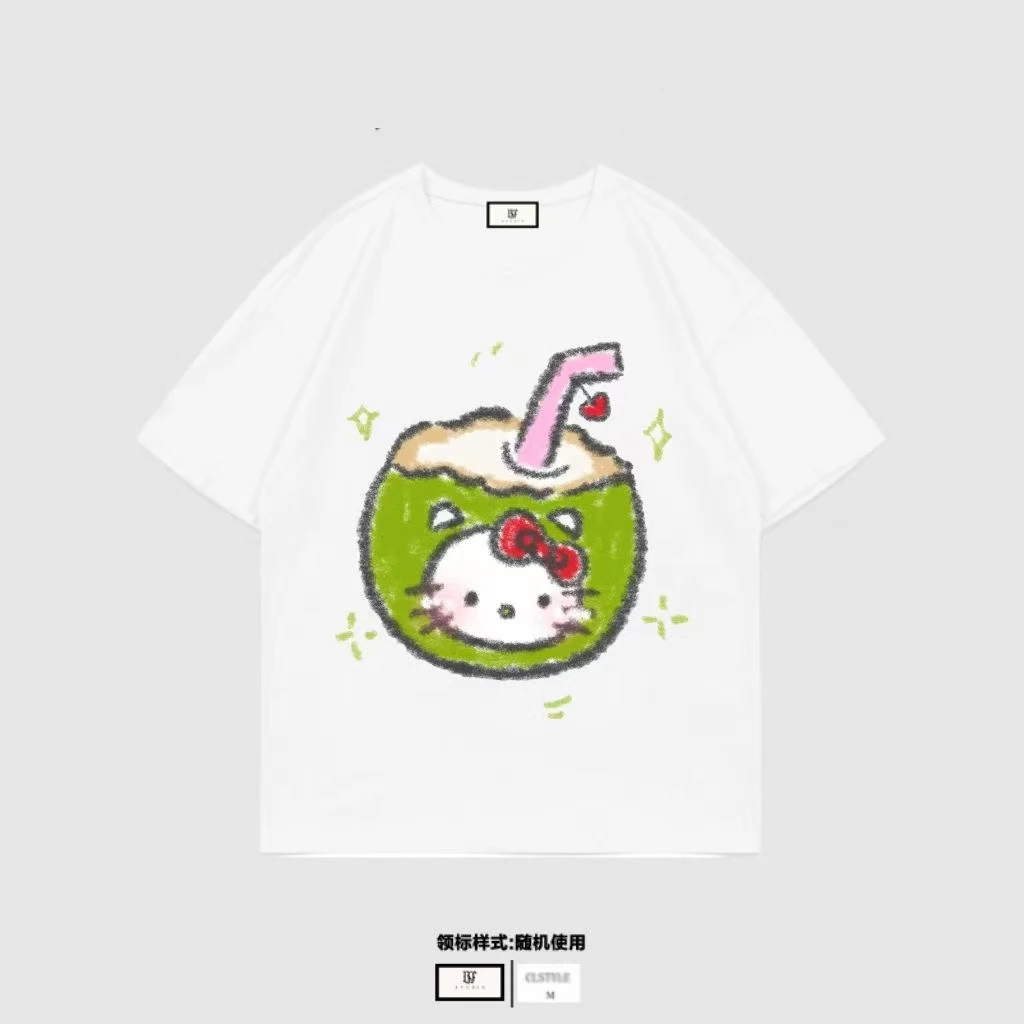 【椰子kt 】2025新款ins 风可爱卡通纯棉宽松短袖
