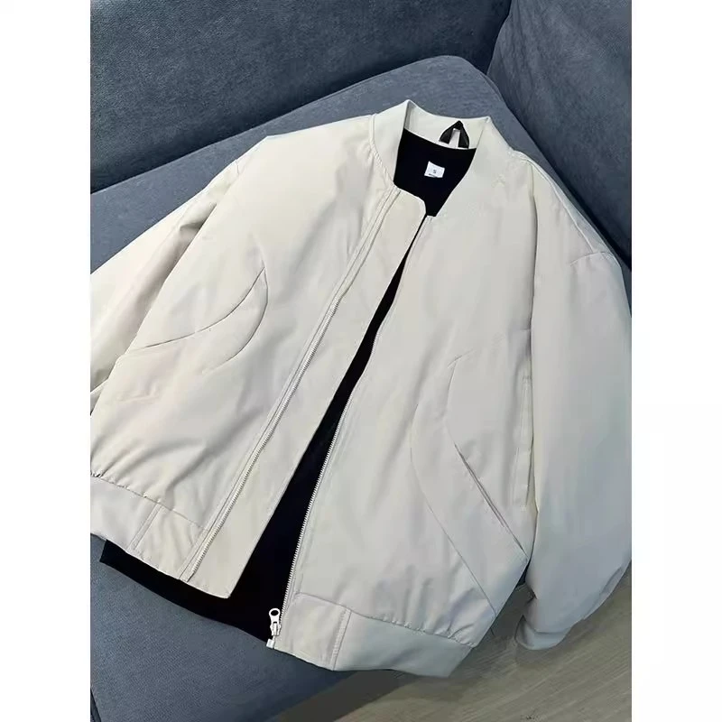 美式外套男士早秋短款飞行员工装夹克痞帅高级感情侣棒球服时尚款