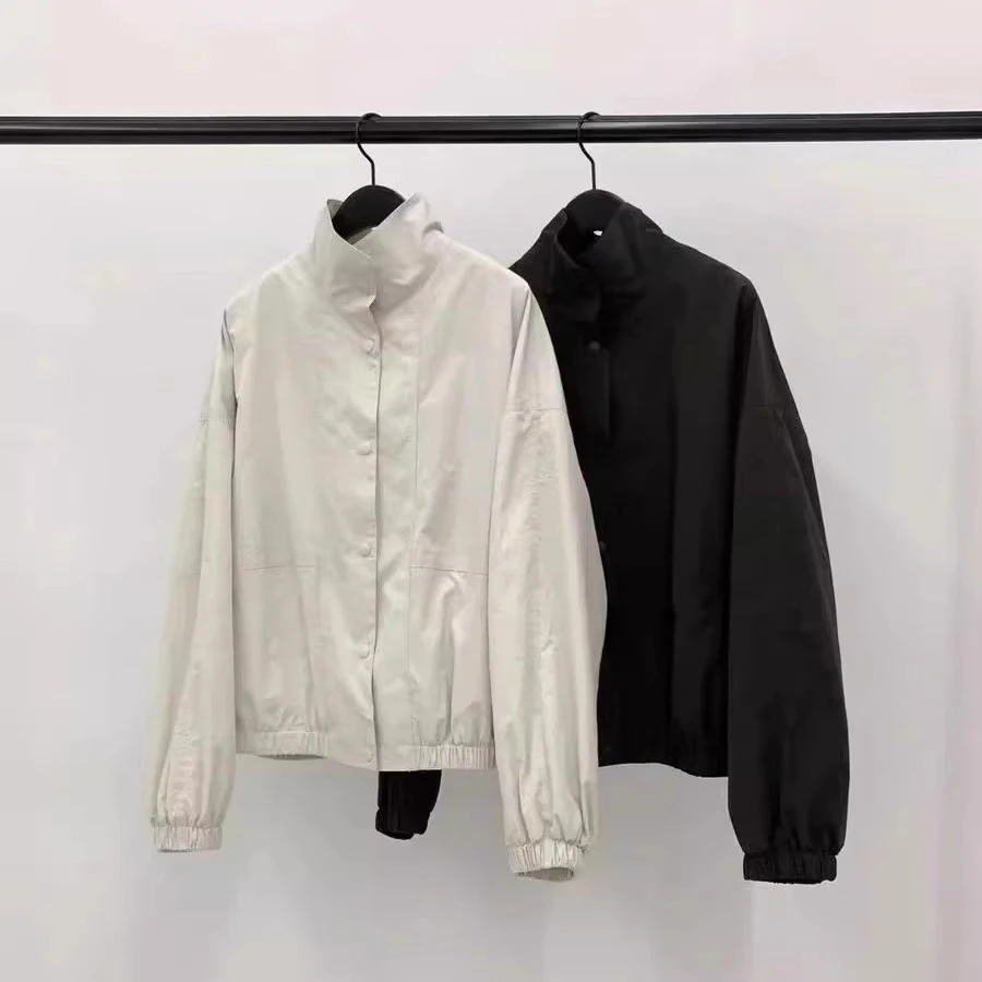 韩国东大门代购object2025春简约气质暗扣立领休闲夹克外套