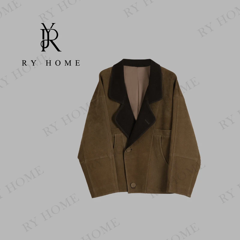 【容雨RYHOME】设计款气质复古美拉德系羊皮外套253W2351