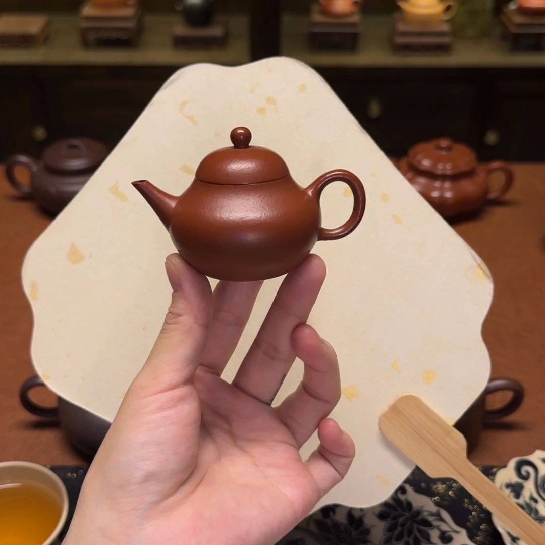 茶壶紫砂60cc，水平壶，小煤窑朱泥