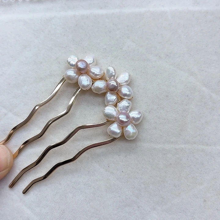 淡水珍珠发饰银S925镶嵌