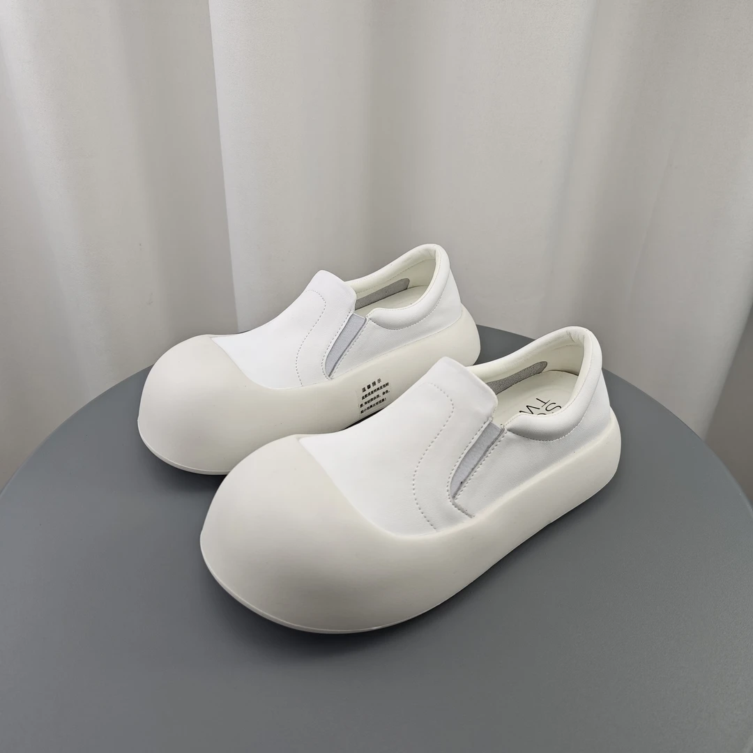 SGIRL TWTW丑萌大头面包鞋女2025新款厚底一脚蹬懒人休闲鞋小白鞋