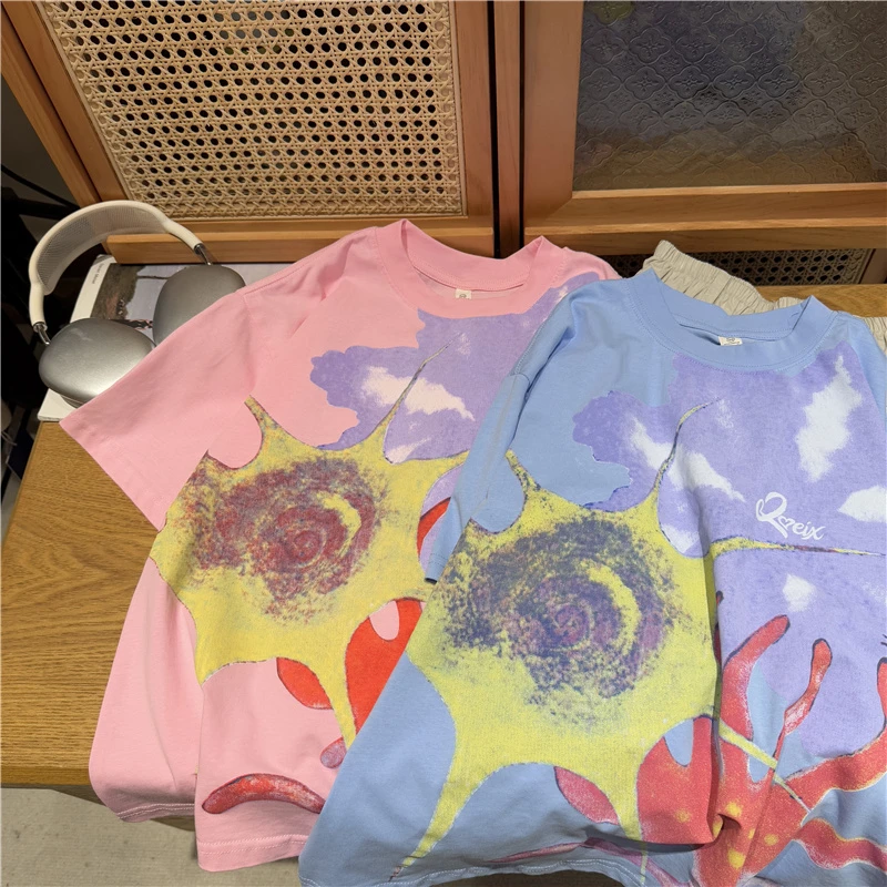 吴小越w1144男童夏款短袖圆领无感印花韩版棉t恤中大童儿童上衣