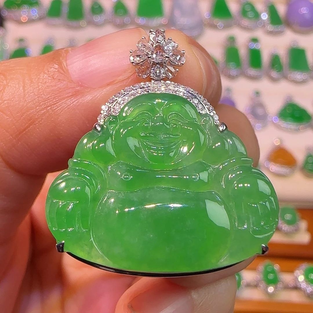 翡翠18K金镶嵌吊坠(不含链)