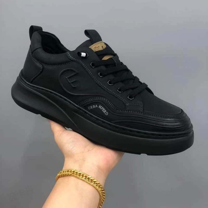 男鞋2025秋季新款小白鞋潮流真皮工装鞋男士休闲鞋厚底增高运动鞋