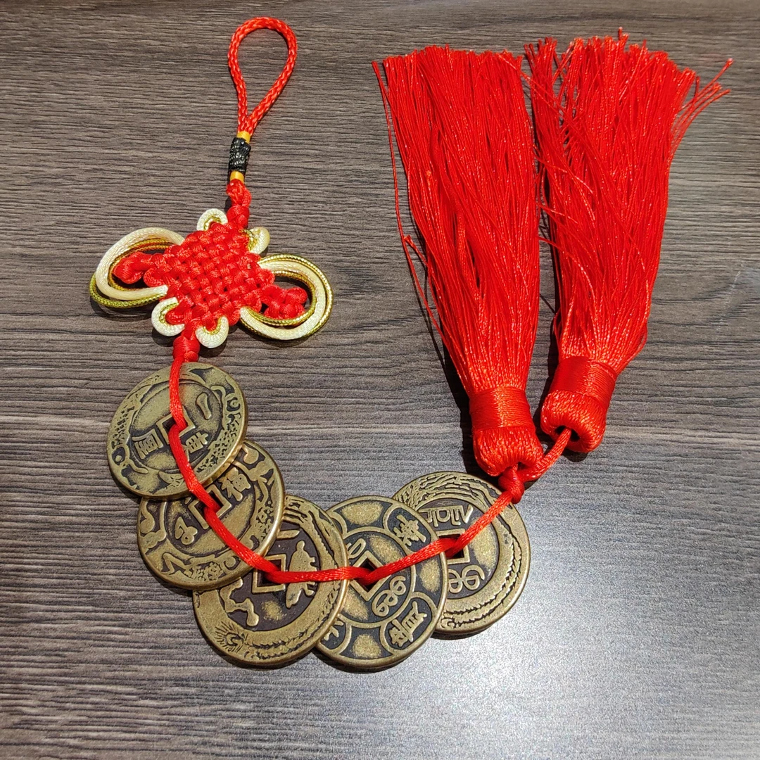 【卓美】铜五帝钱流苏挂件/条FL-1537