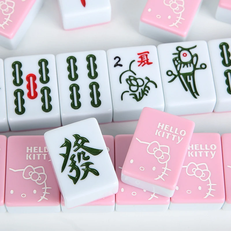 小猫手搓麻将牌网红家用粉色可爱卡通麻将