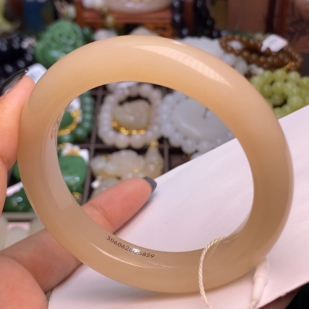 手链未镶嵌和田玉藕粉老熟料老料收藏手镯58.8圈