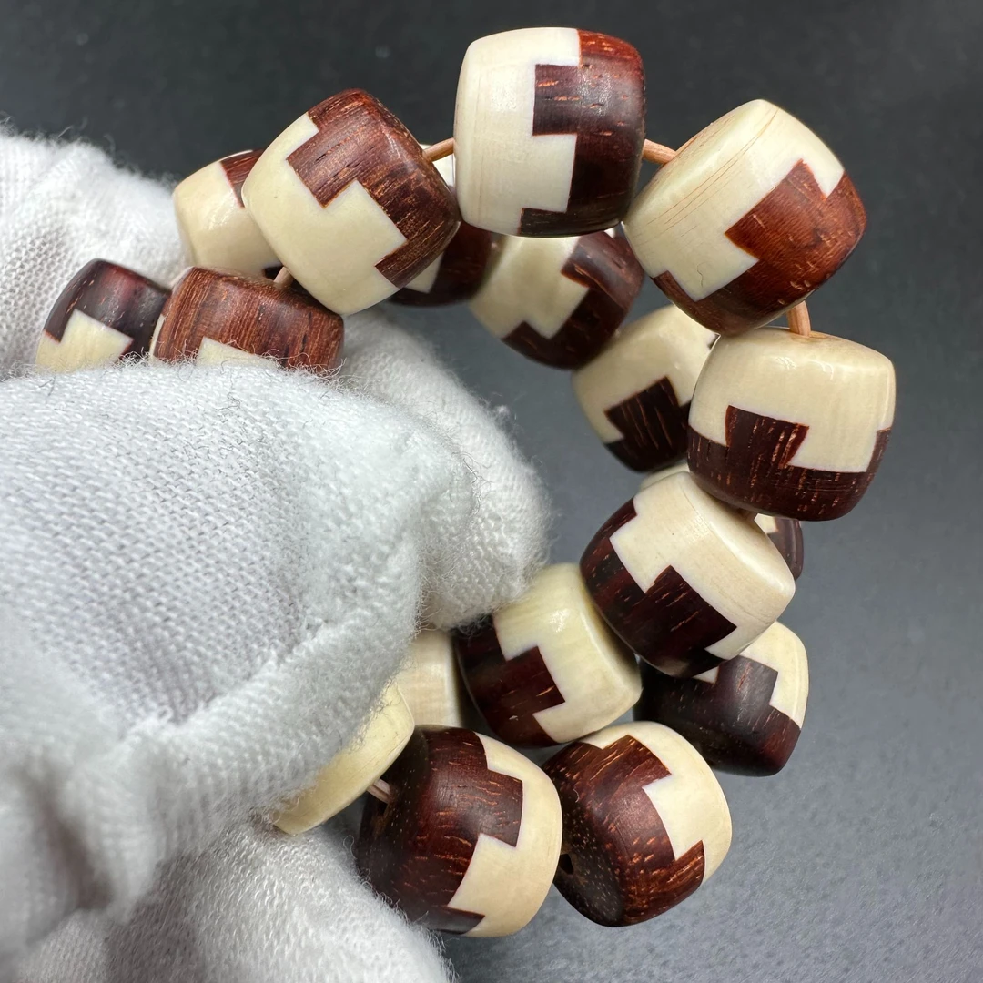 Y0113天然猛犸牙精品卡10手串