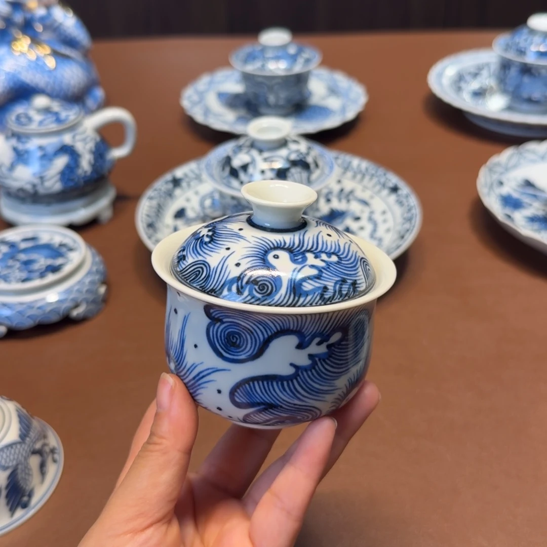 手工手绘茶具盖碗