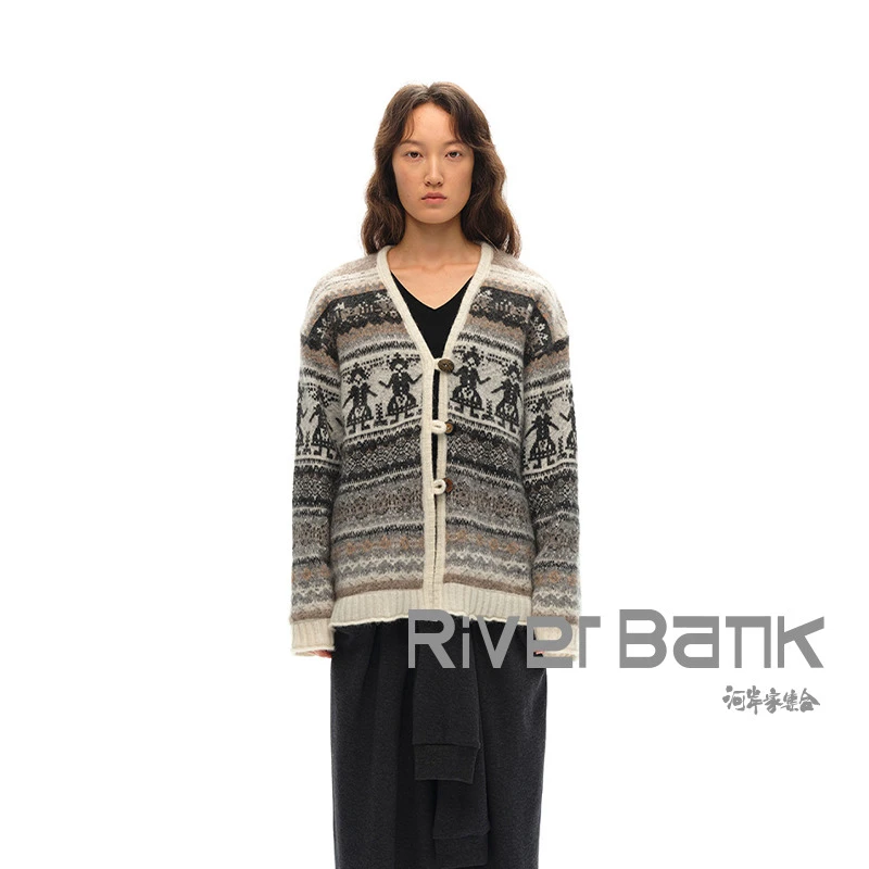 河岸家买手店square circle方圆新年马海毛费尔岛针织衫24冬