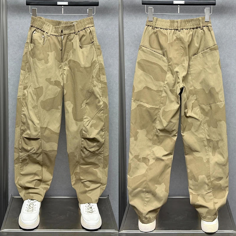 2025新款美式潮流迷彩休闲裤男士秋季宽松美式高街痞帅直筒工装裤