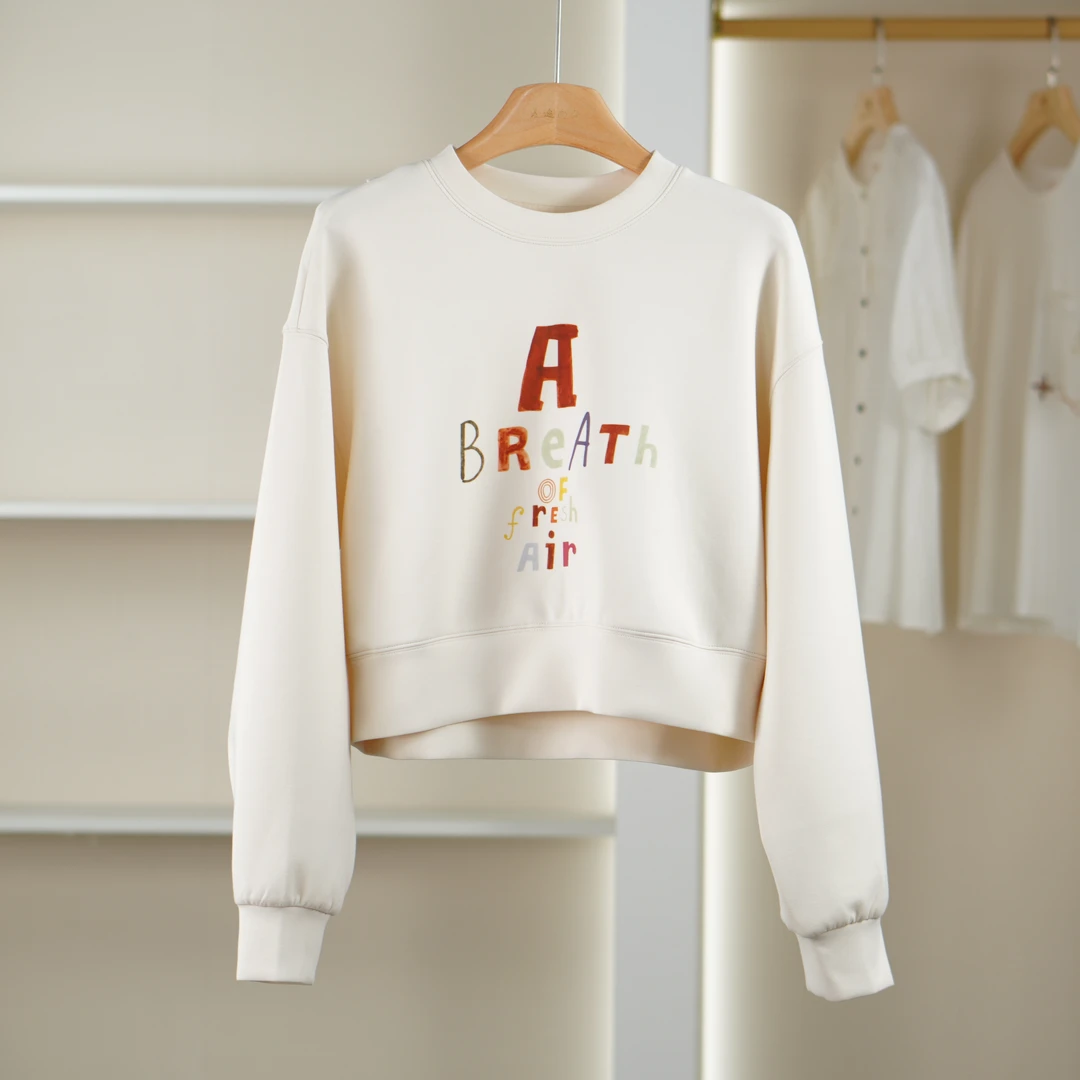 麦迪尚品【夕Y】50909546 春秋时尚简约短款套头卫衣品牌女装