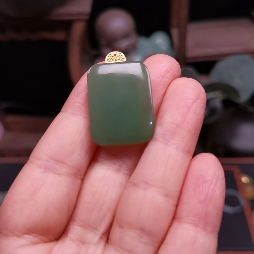 别***福和田玉（碧玉）银S925镶嵌颈饰