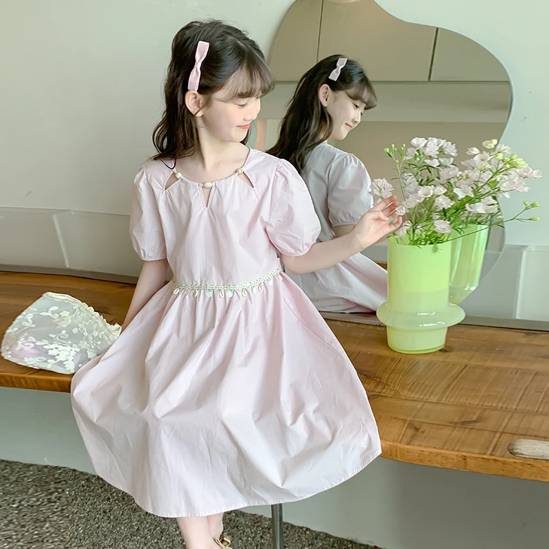 女童夏装连衣裙2025新款洋气儿童装夏季裙子女孩泡泡袖大童公主裙