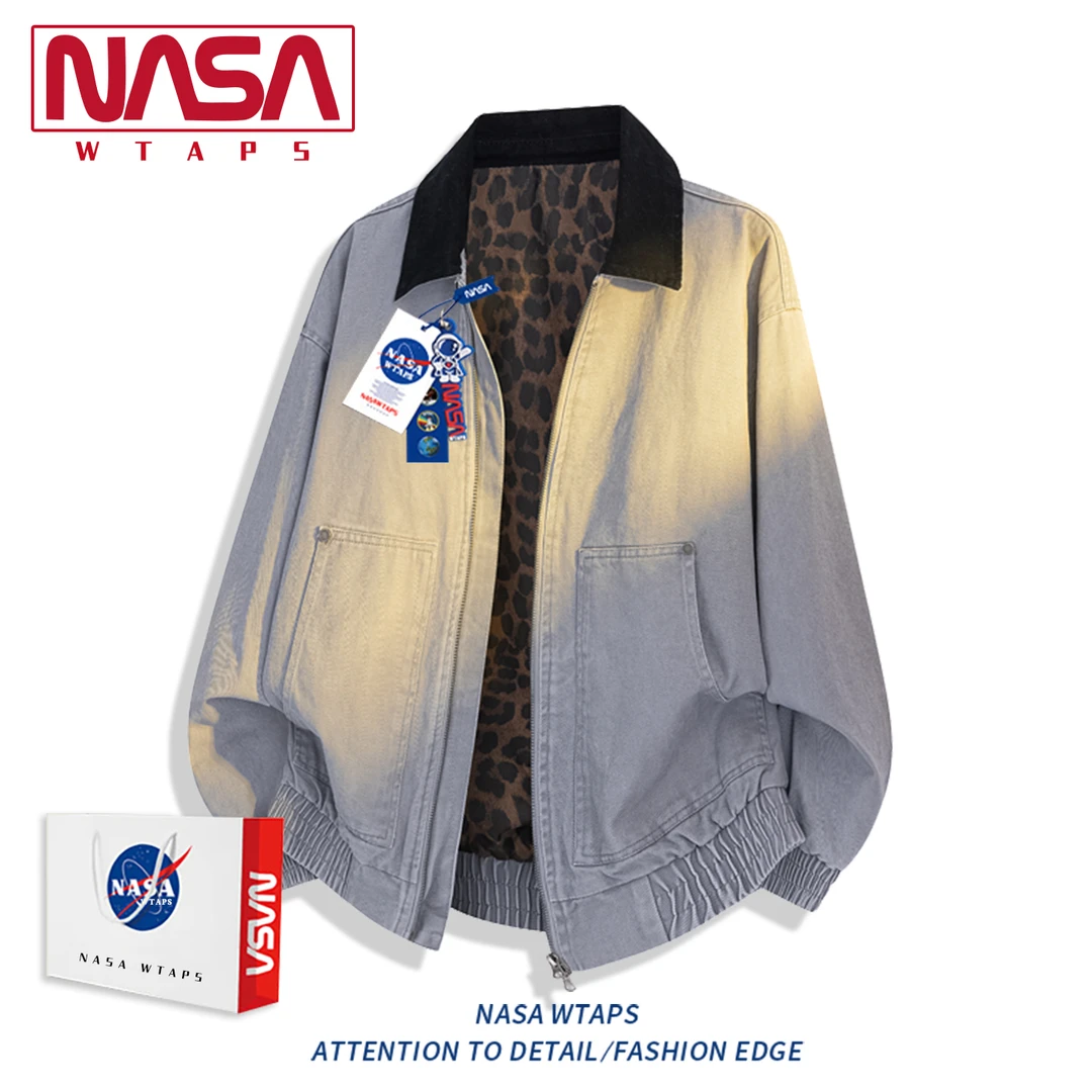 NASA WTAPS春季新款休闲夹克男轻奢高级感纯棉潮流百搭纯色外套男