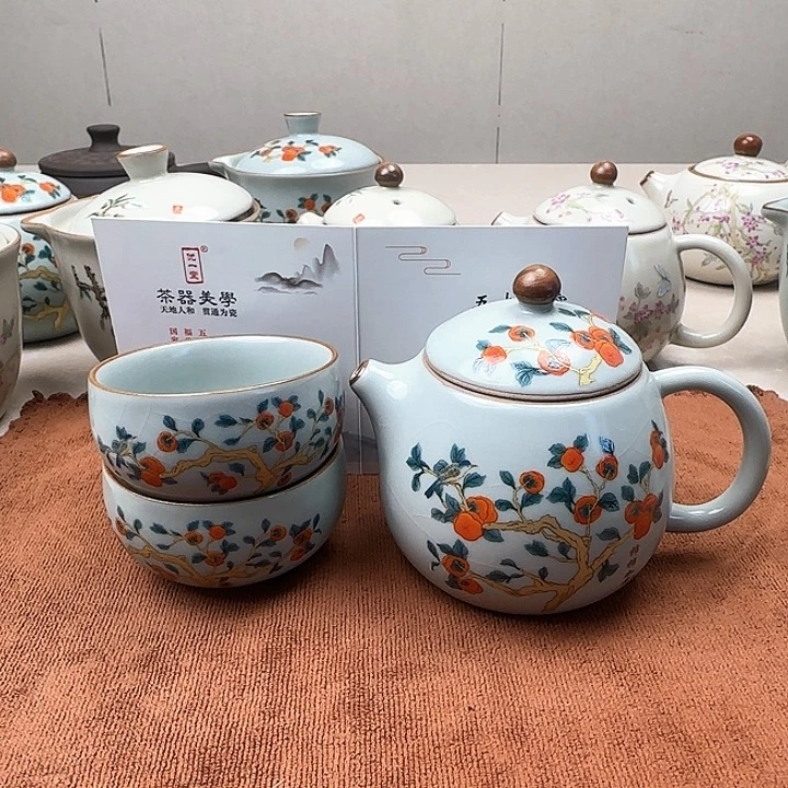 优一堂柿柿如意龙蛋壶一壶二杯