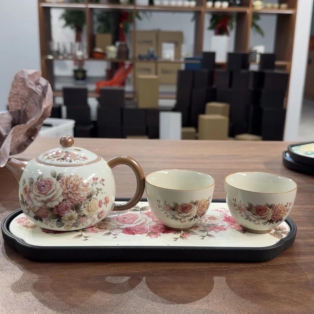 C45 怡山堂黄汝国色天香西施壶一壶两杯带吸水茶盘