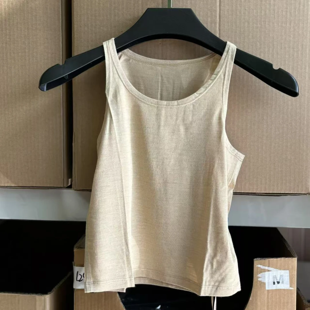 微瑕-柞蚕丝儿童偏细带背心纯色薄款宽松无袖家居服 0826